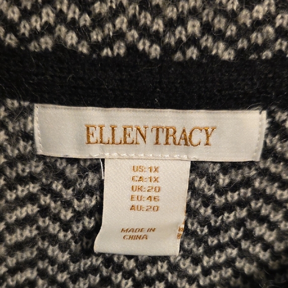 Ellen Tracy Gray Herringbone Cowl Neck Sweater - Picture 2 of 9